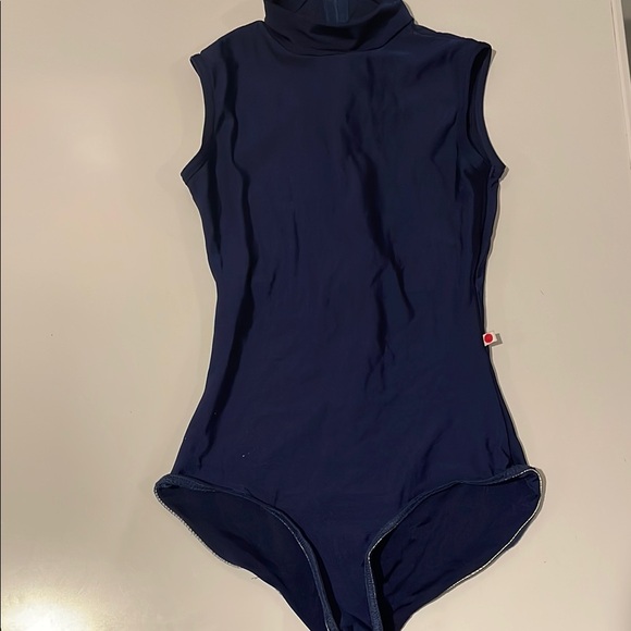 Navy Blue Sleeveless Turtleneck Yumiko Leotard - Picture 1 of 3